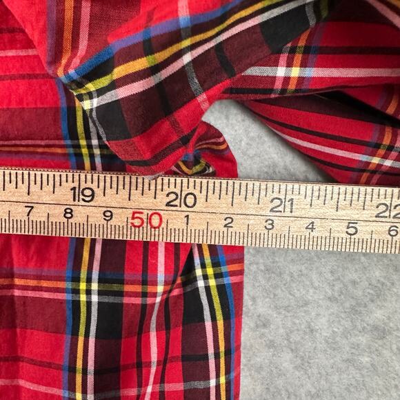 J. Crew Smocked Neck Top Good Tidings Plaid Size M Christmas Tartan Puff Sleeve - Picture 11 of 16